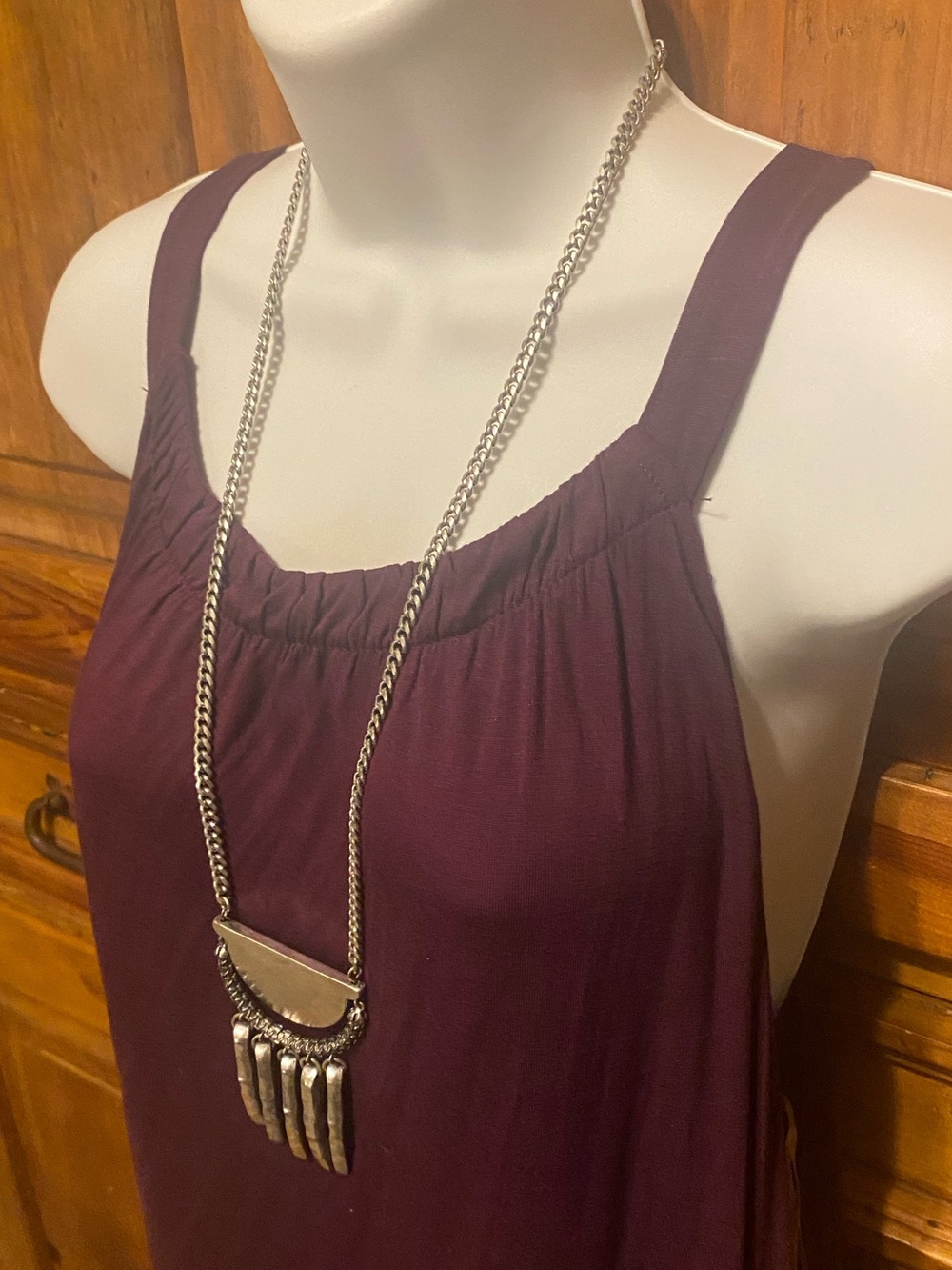 Heidi Klum SilverTone Boho Moon Fringe Statement Bib Necklace Artsy Edgy Western